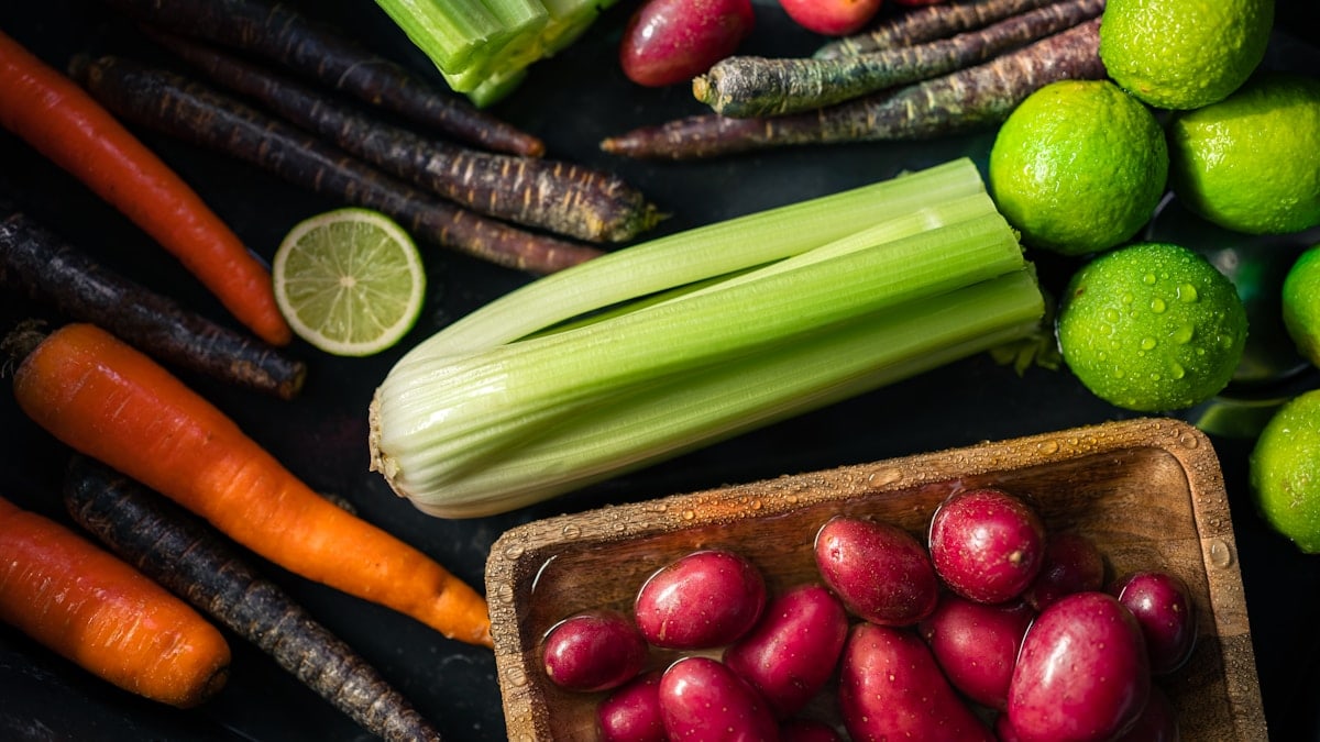 a group of vegetables and fruits